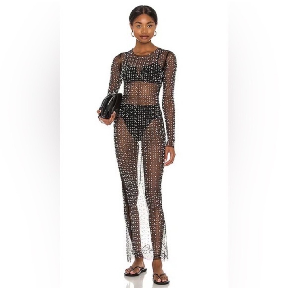 Beach Bunny Black Sheer Jumpsuit with White Accents